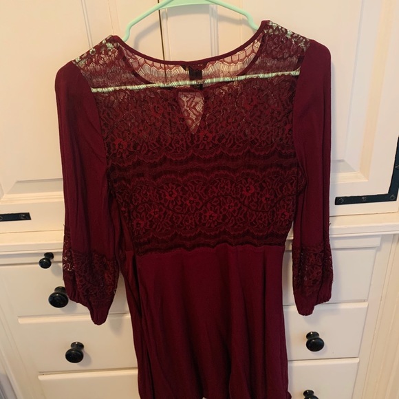 Forever 21 Maroon Lace Skater Dress - Picture 2 of 3